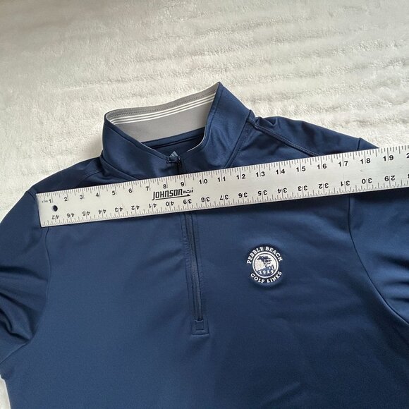 Adidas Mens Pebble Beach Golf Links Navy Blue Quarter-Zip Pullover Sweatshirt - Picture 5 of 7
